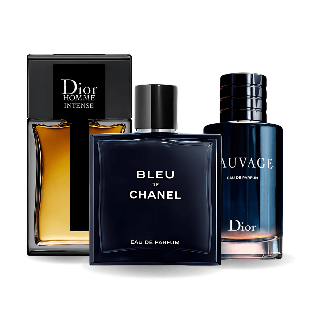 Set 3 profumi | Sauvage Dior + Bleu de Chanel + Dior Homme Intense 100 ml