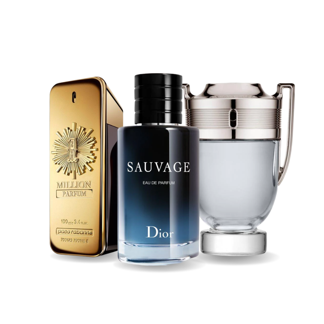 Lote de 3 perfumes | Paco Rabanne INVICTUS + Sauvage Dior + One Million 100 ml 