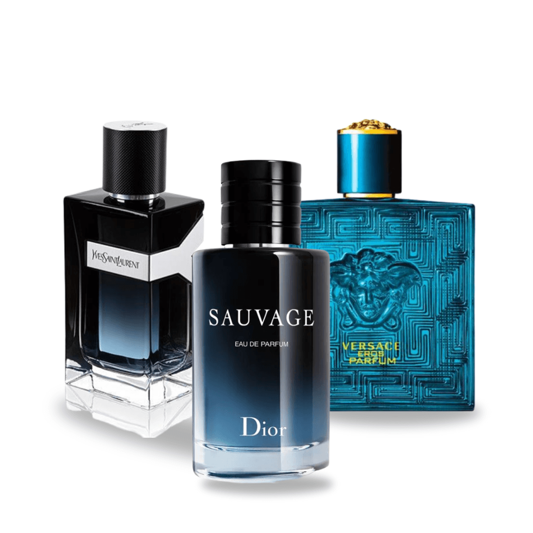 Lote de 3 perfumes | Dior Sauvage + Yves Saint Laurent Y MEN + Versace EROS 100 ml 
