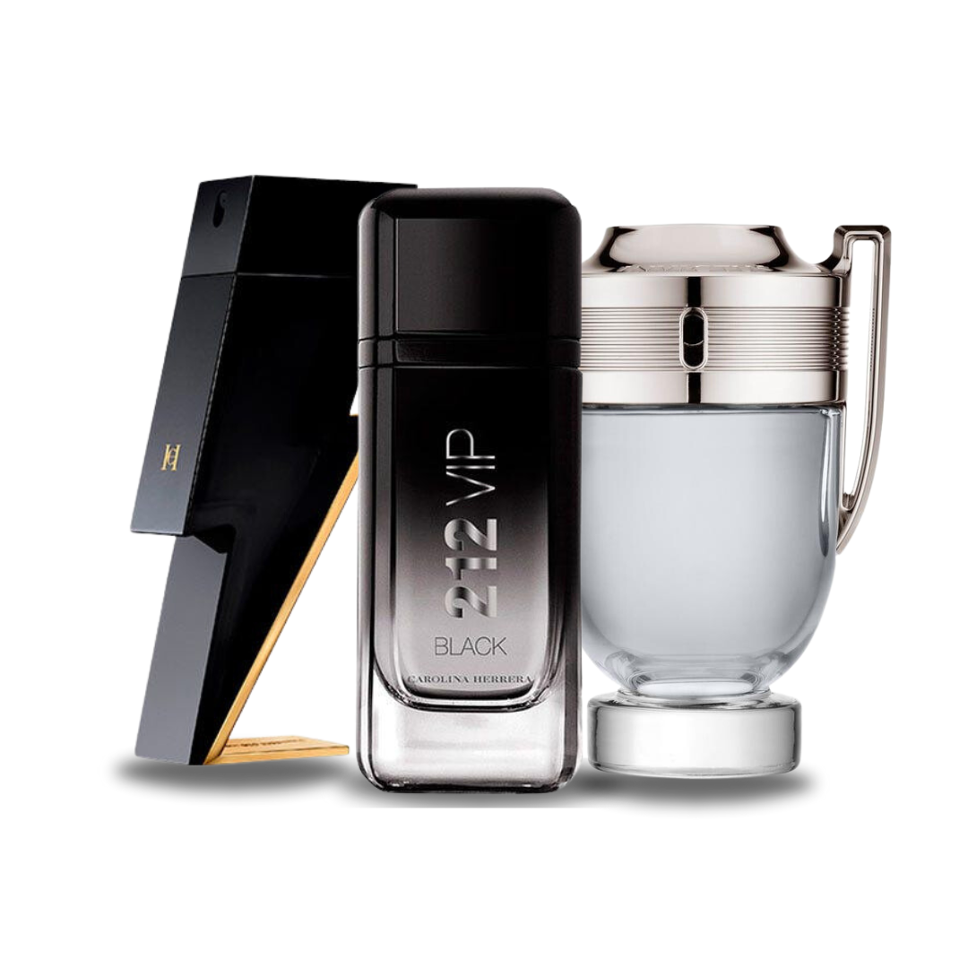 Set de 3 Perfumes | Carolina Herrera BAD BOY + Carolina Herrera 212 VIP BLACK + Paco Rabanne INVICTUS 100 ml 
