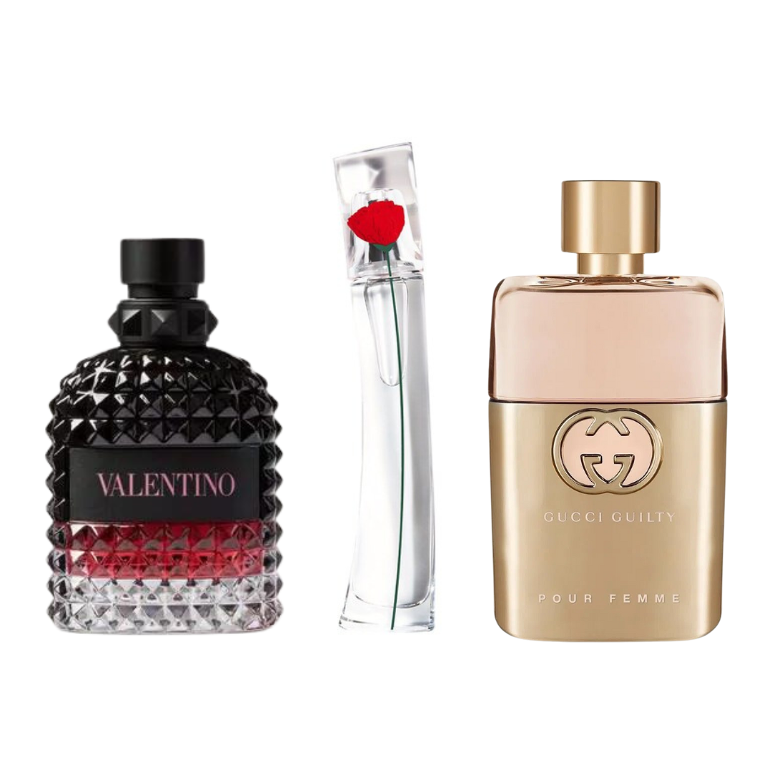 Lote de 3 perfumes | Gucci Guilty + Valentino Intense + Flower Kenzo 100 ml 