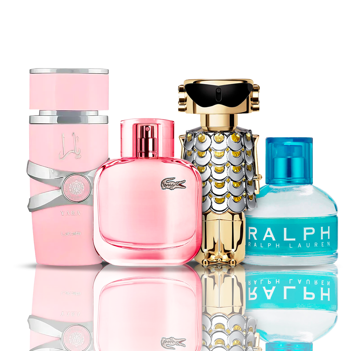 Lote de 4 perfumes | Fame + Yara + Lacoste Sparkling + Ralph Lauren 100 ml 