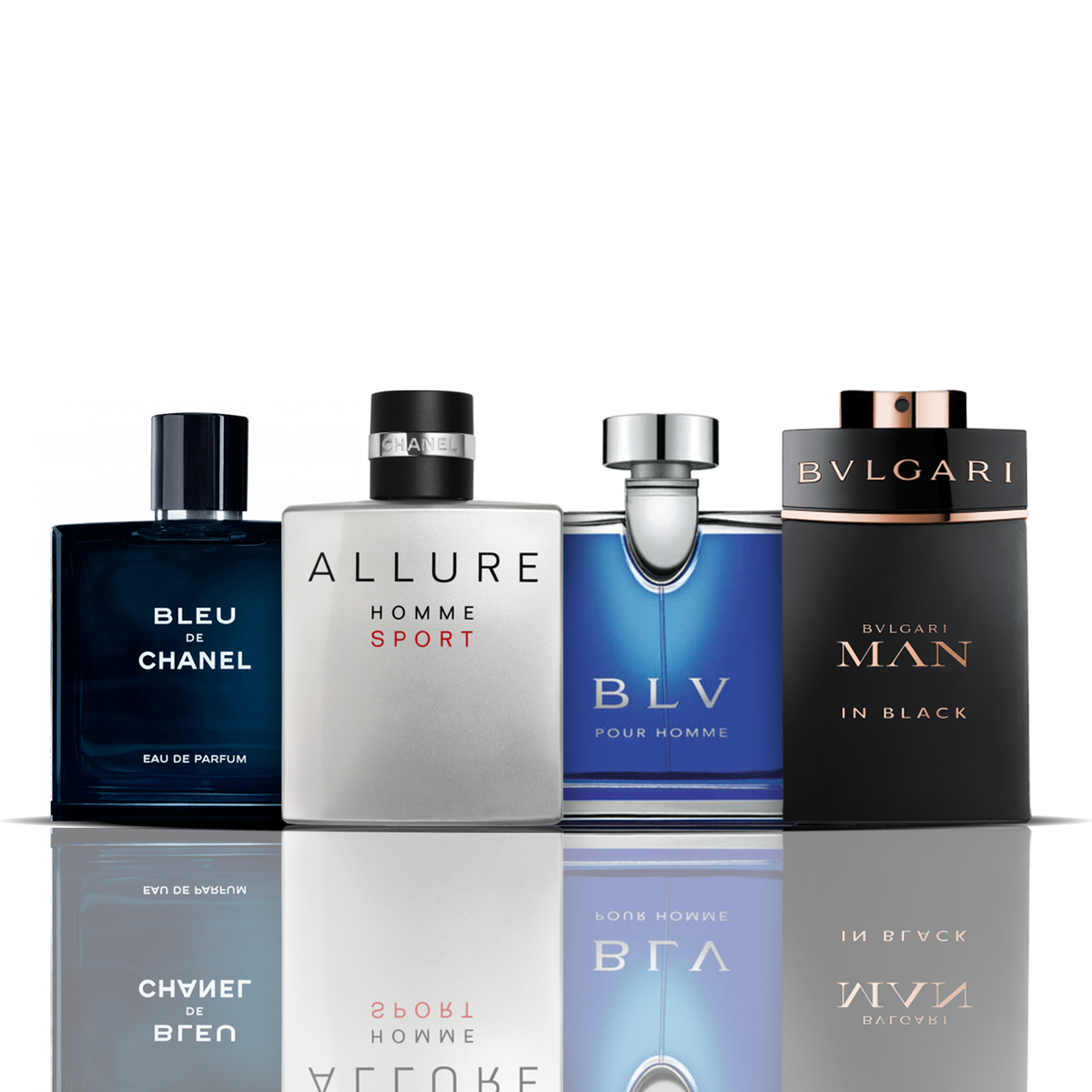 Lote de 4 perfumes | Bleu de Chanel + Allure Sport + BLV + Bvlgari Man in Black 100 ml 